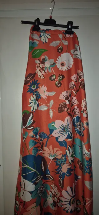 Abito lungo floreale arancione taglia unica