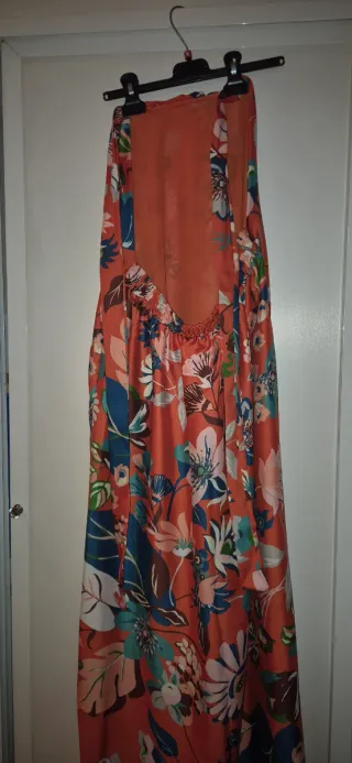 Abito lungo floreale arancione taglia unica