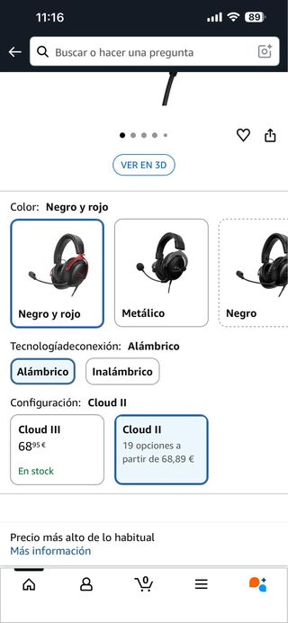 HyperX Cloud II Cascos Gaming Negro/Rojo