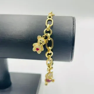 PULSERA ABALORIOS OSOS CON CIRCONITAS Oro18K