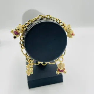 PULSERA ABALORIOS OSOS CON CIRCONITAS Oro18K