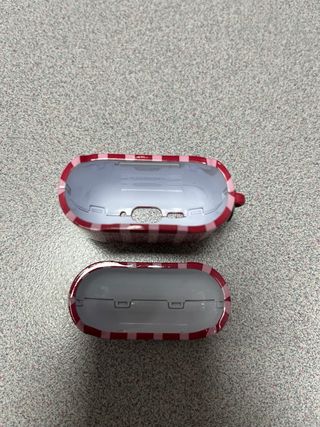 Funda Burga Airpods 4 Rayas Rojo/Rosa