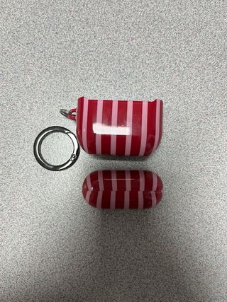 Funda Burga Airpods 4 Rayas Rojo/Rosa