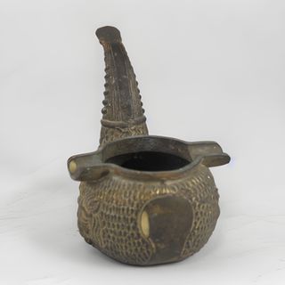 Cenicero Bronce Antiguo Pipa León Mid Century