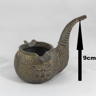 Cenicero Bronce Antiguo Pipa León Mid Century