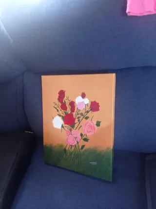 Cuadro de flores pintadas a mano
