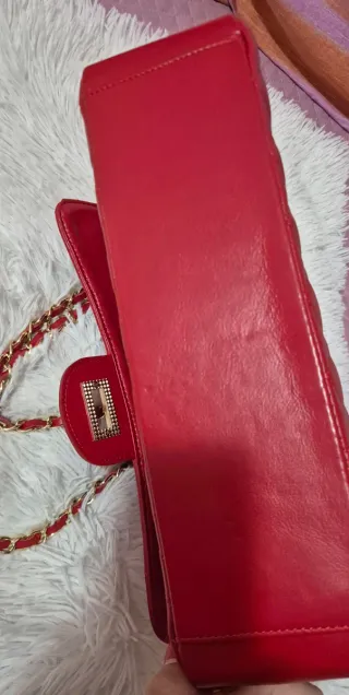 Borsa a mano rossa trapuntata