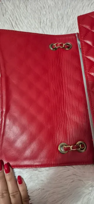 Borsa a mano rossa trapuntata