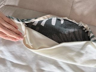 Federa cuscino foglie verdi e beige