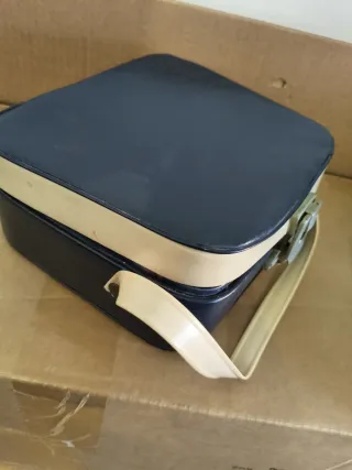 Maletín antiguo Nancy beige y azul