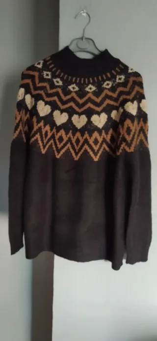 Jersey mujer cuello  estampado de corazones