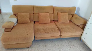 Sofá cheslong tela naranja