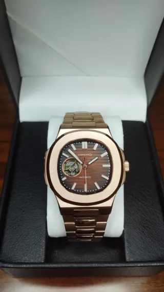 Reloj Seiko Mod Nautilus Marrón Chocolate Oro Rosa