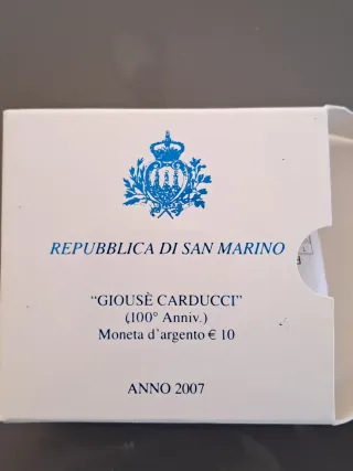 10 Euro Argento San Marino Carducci 2007