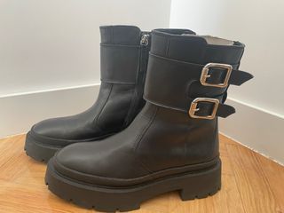 Botas Zara Negras Plataforma Motera