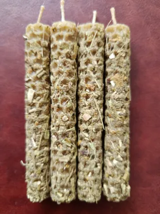 Lote velas cera de abeja 100% natural con muérdago