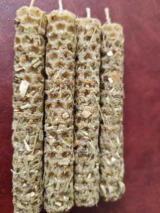 Lote velas cera de abeja 100% natural con muérdago