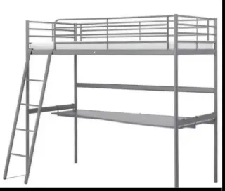 Cama litera Ikea gris metal
