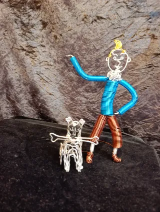 Figuras Tintín y Milú de alambre