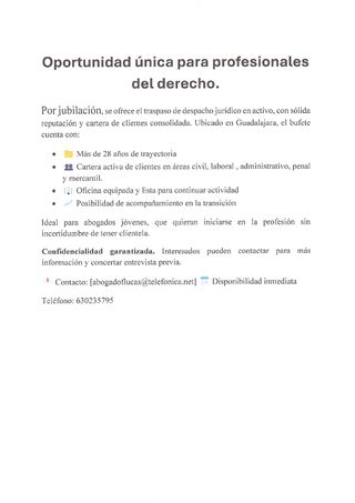 Cartera clientes bufete abogados por jubilación