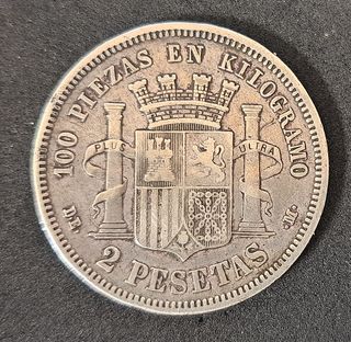 Moneda, 2 Pesetas plata República española, 1870 *