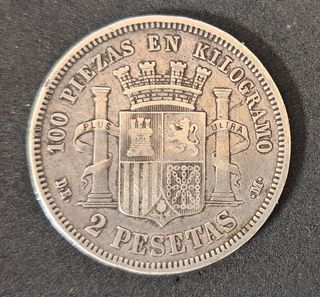 Moneda, 2 Pesetas plata República española, 1870 *