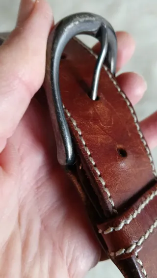 Cinturón de piel vacuno marrón mujer Talla pequeña