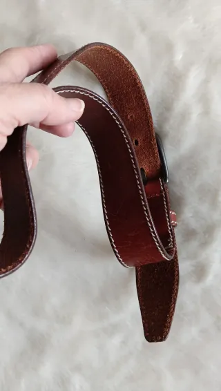 Cinturón de piel vacuno marrón mujer Talla pequeña