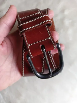 Cinturón de piel vacuno marrón mujer Talla pequeña