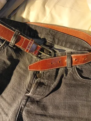 Cinturón de piel vacuno marrón mujer Talla pequeña