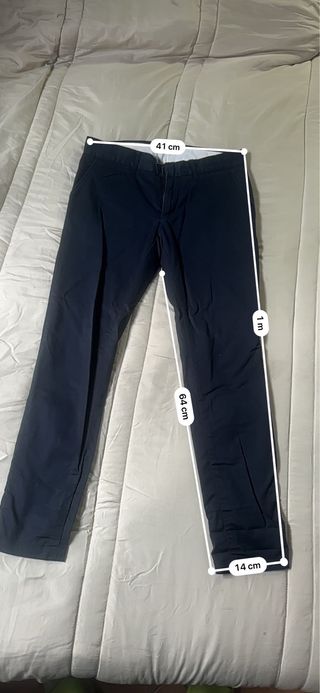 Pantaloni Chinos Zara Blu Navy EUR 38 Uomo