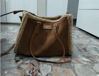 Borsa pelle ed ecopelliccia