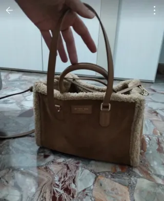 Borsa pelle ed ecopelliccia