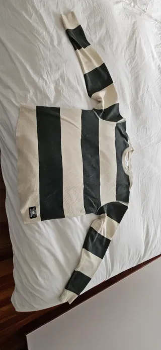 Sudadera Zara rayas beige y verde