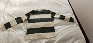 Sudadera Zara rayas beige y verde