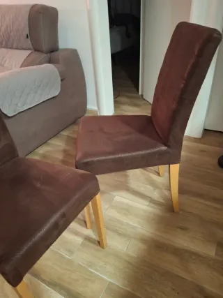 4 Sillas Marrones Piel Sintética