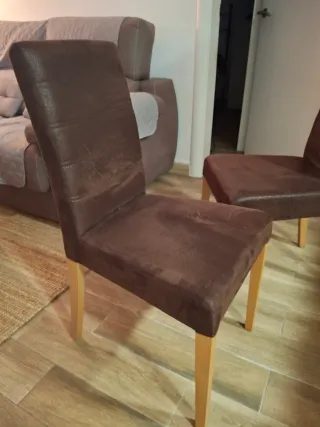 4 Sillas Marrones Piel Sintética