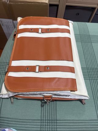 Transportín para mascotas beige y naranja