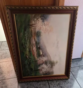 Cuadro al óleo paisaje enmarcado