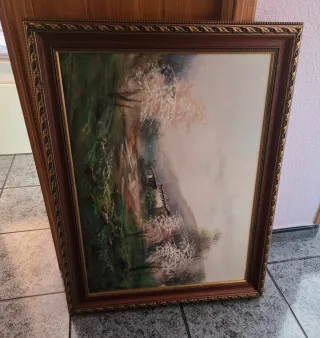 Cuadro al óleo paisaje enmarcado