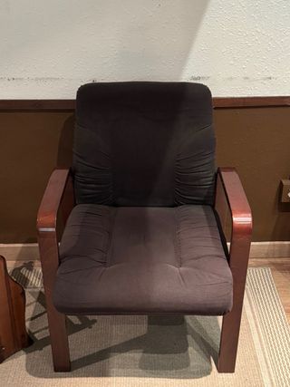 Sillas de espera tela y madera