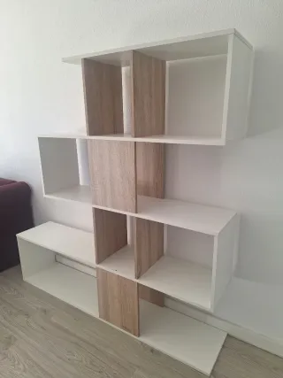 Estantería Zigzag Blanca y Madera