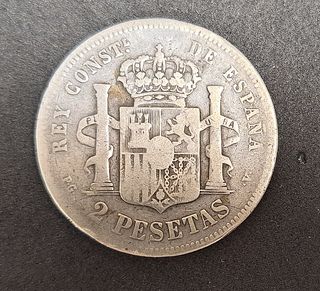 Moneda 2 Pesetas Plata Alfonso XIII 1894