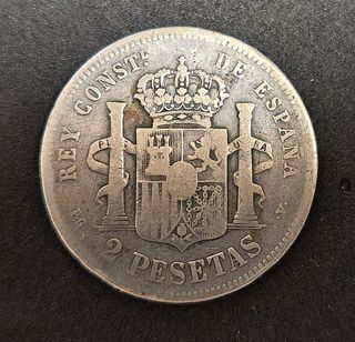 Moneda 2 Pesetas Plata Alfonso XIII 1894
