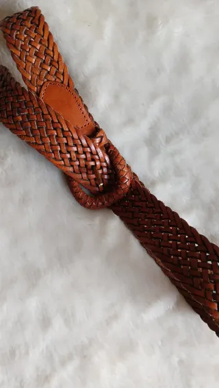 Cinturón trenzado piel vacuno mujer