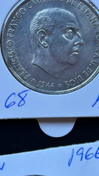 Lote 5 Monedas Plata 100 Pesetas Franco