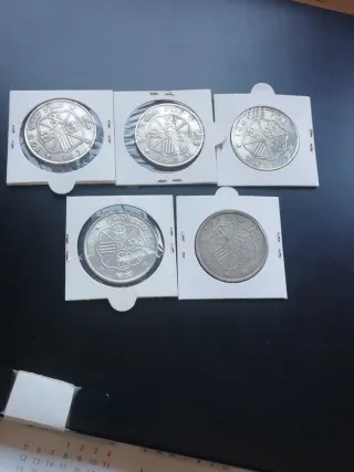 Lote 5 Monedas Plata 100 Pesetas Franco