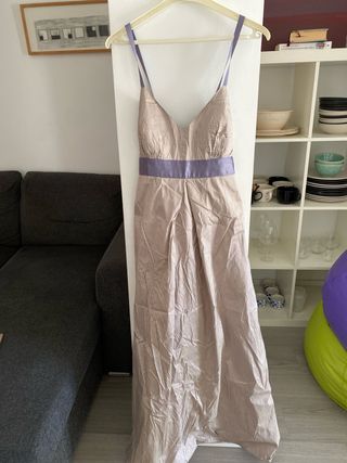 Vestido fiesta Amitié beige y lila