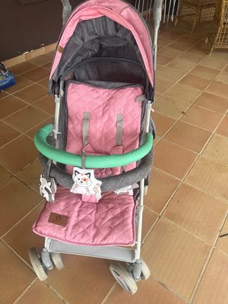Silla de paseo bebé rosa y gris