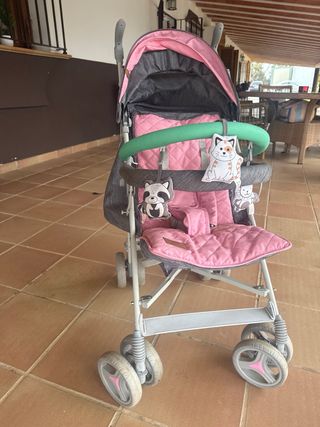 Silla de paseo bebé rosa y gris